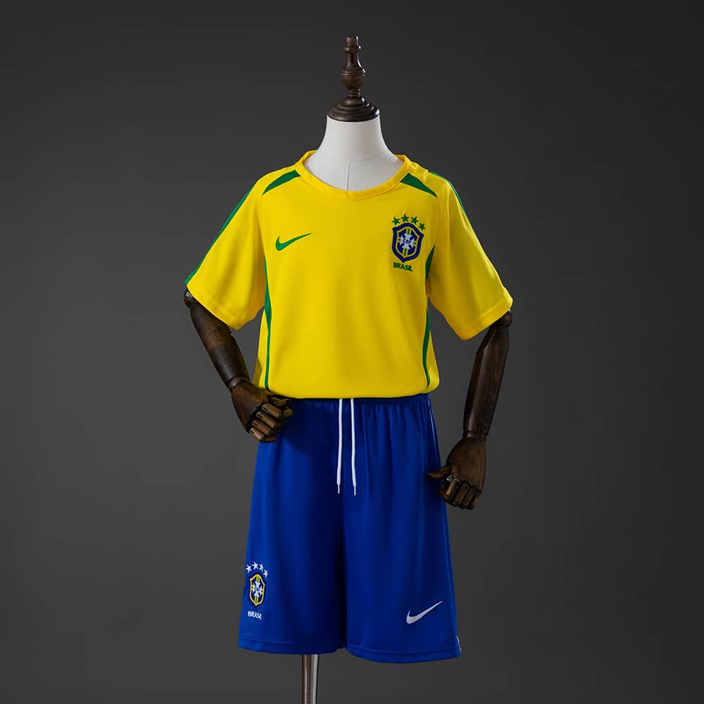Camisola Principal Retro Brasil 2002 Criança