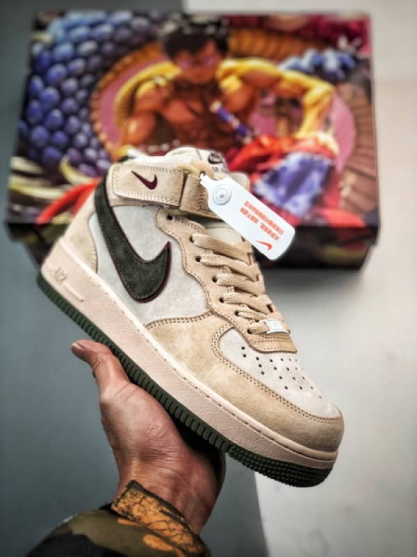 Air Force 1 07 Mid Cinzento Rosa e Verde Camurca