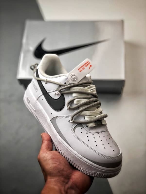 Air Force 1 Low Função Graffiti Branco e Cinza com Cadarços