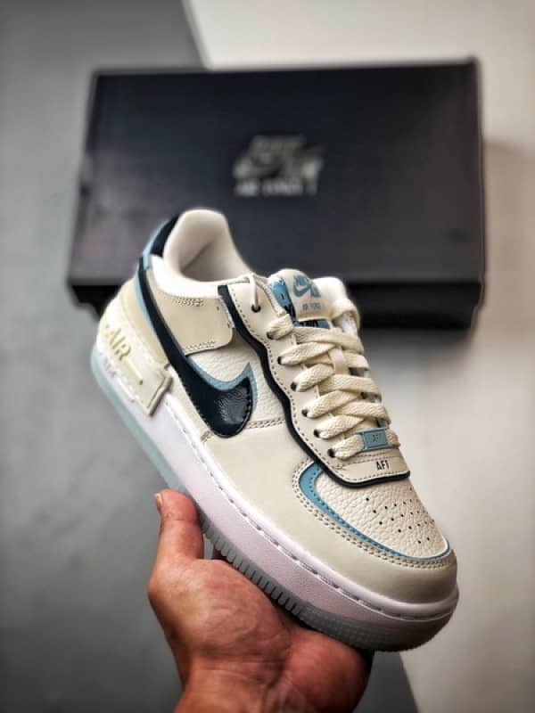 Air Force 1 Shadow Bege Preto e Azul