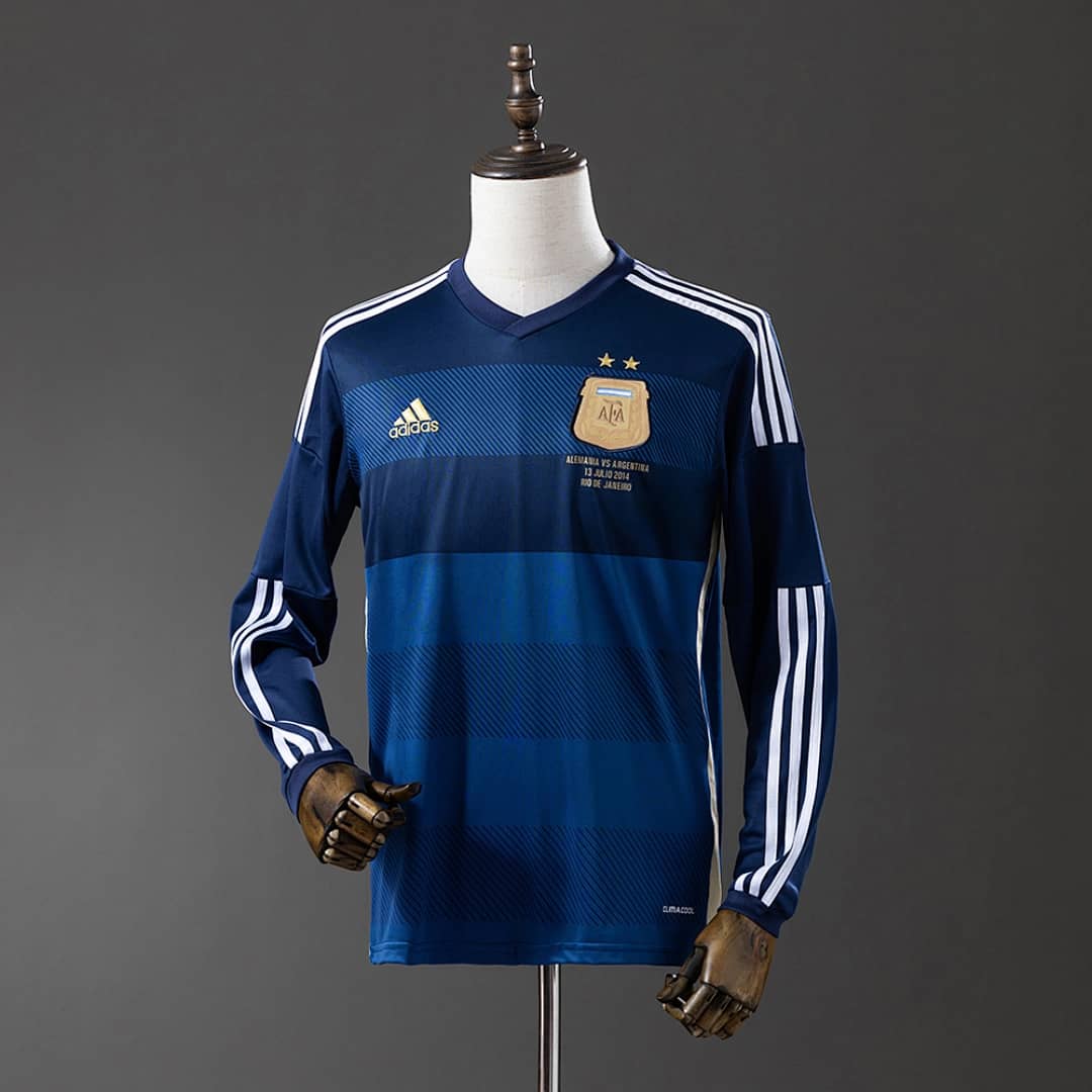 Camisola Alternativa do Argentina 2014 (Retro, Manga Longa)