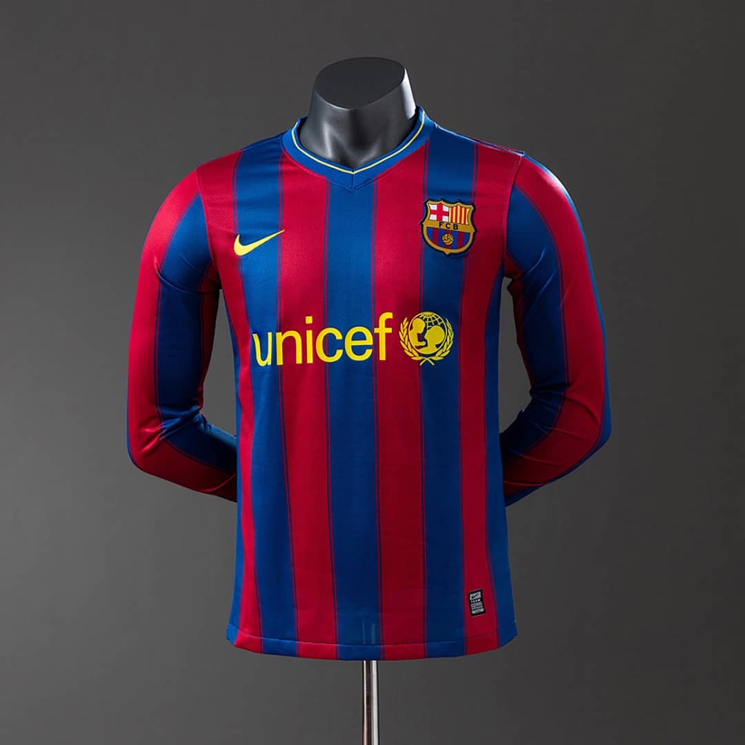 Camisola Principal do FC Barcelona 2009/2010 (Retro, Versao Jogador, Manga Longa)