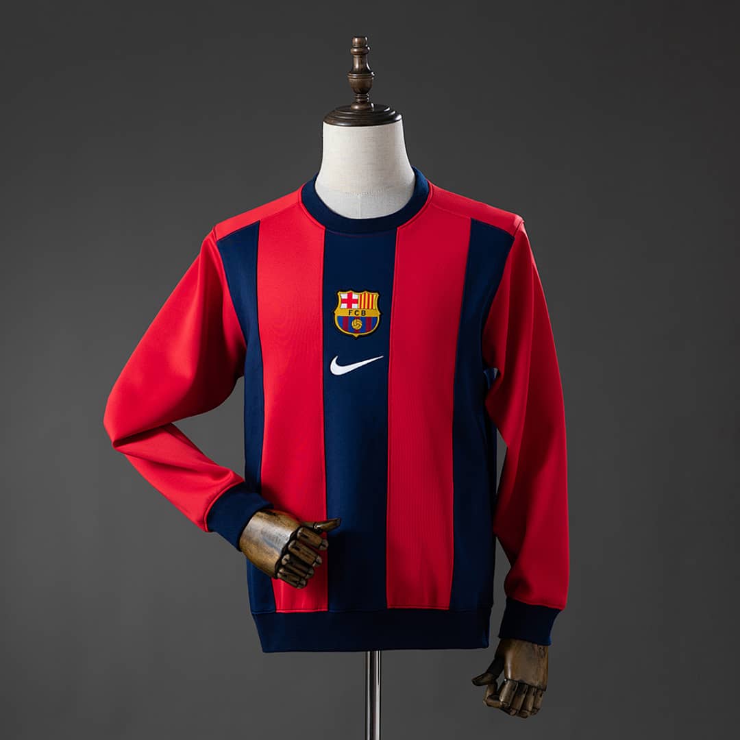 Sweatshirt Barcelona Manga Comprida Vermelha e Azul