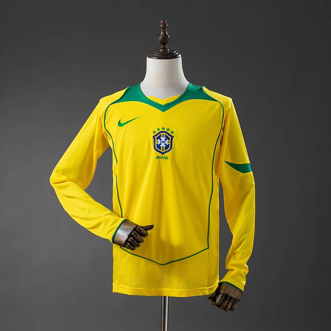 Camisola Principal do Brasil 2004 (Retro, Manga Longa)