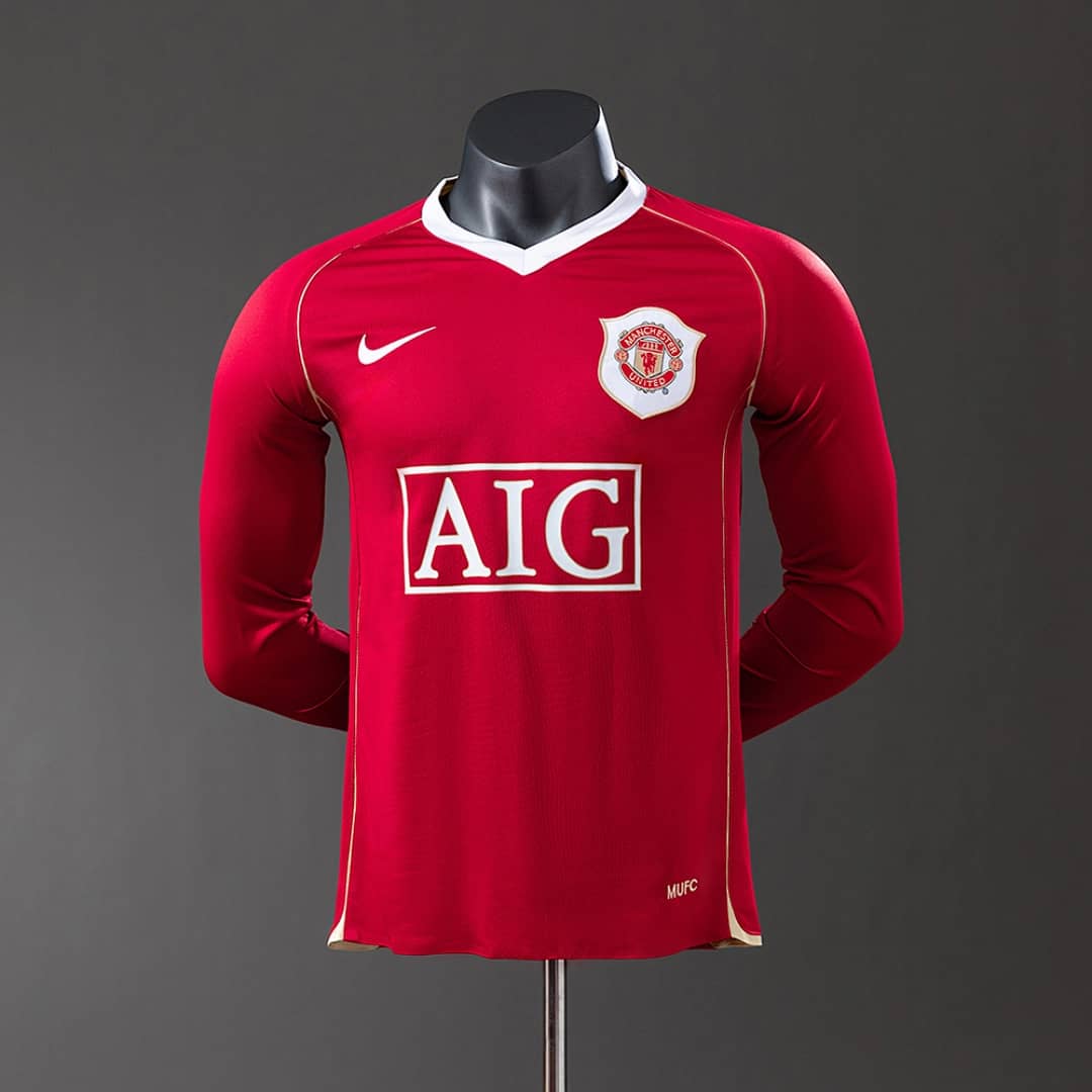 Camisola Principal do Manchester United 2006/2007 (Retro, Versao Jogador, Manga Longa)