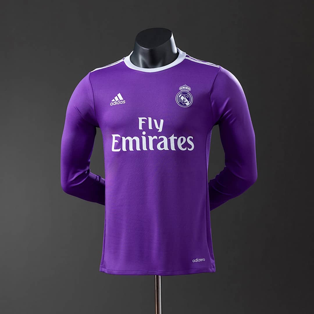 Camisola Alternativa do Real Madrid 2016/2017 (Retro, Versao Jogador, Manga Longa)