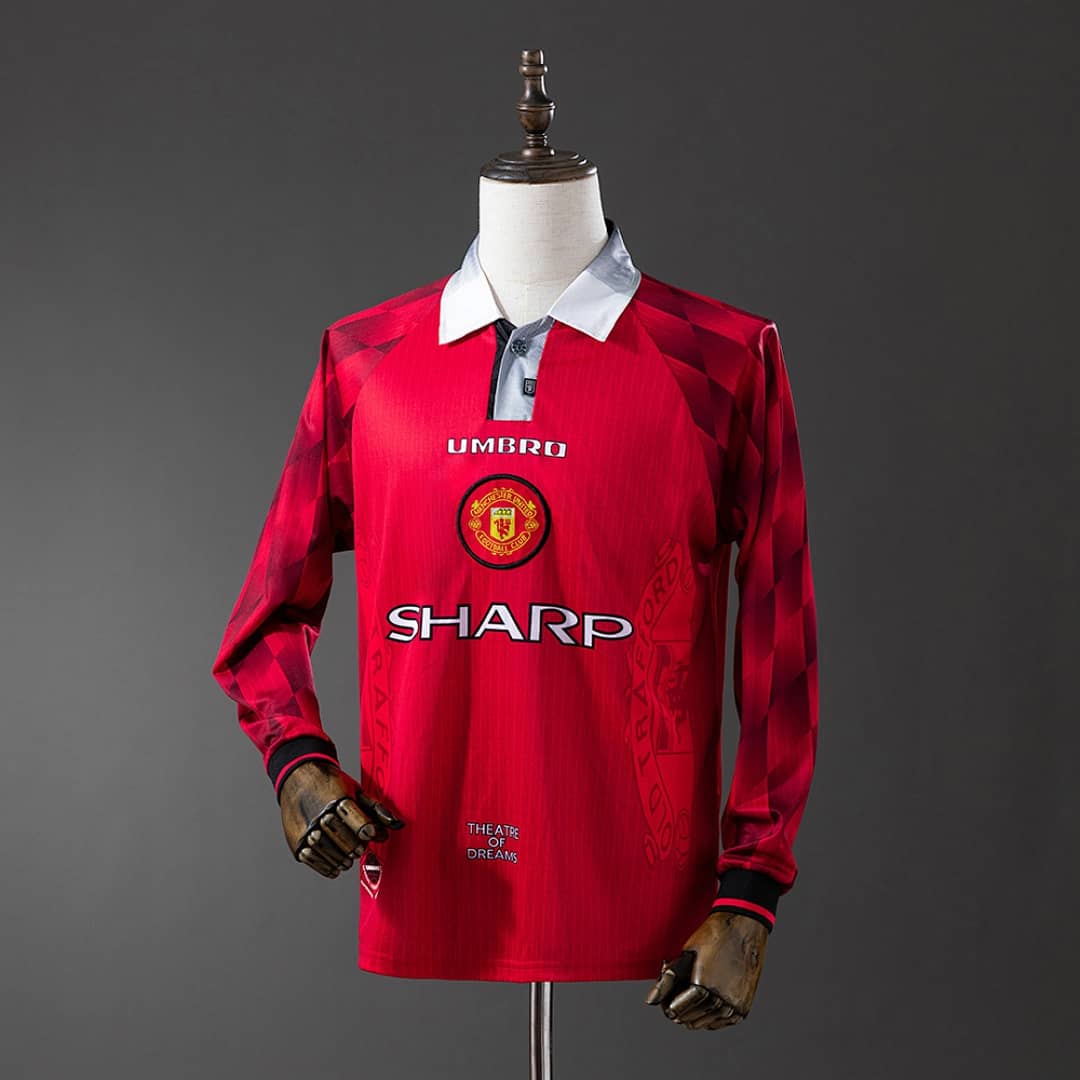 Camisola Principal do Manchester United 1996 (Retro, Manga Longa)