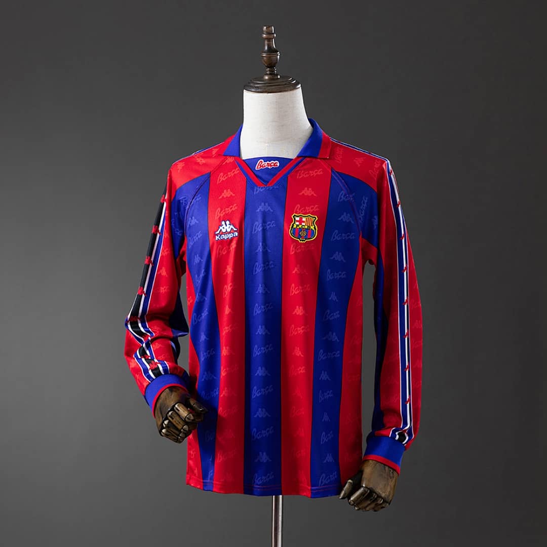Camisola Principal do FC Barcelona 1996/1997 (Retro, Manga Longa)
