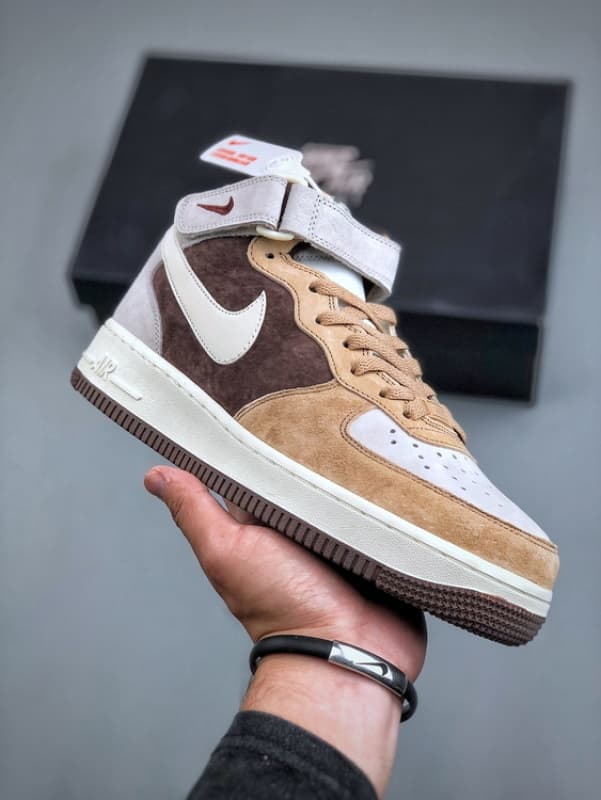 Air Force 107 Mid Cafe Grao Cor