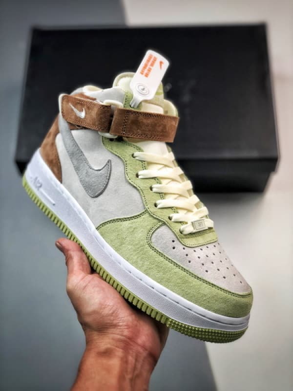 Air Force 107 Mid Verde Claro e Cinzento Meio Alto