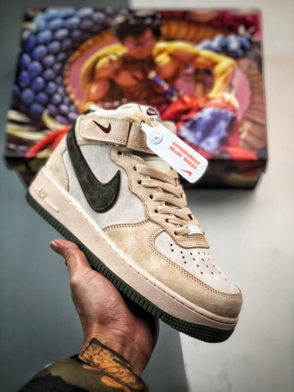 Air Force 1 07 Mid Cinzento Rosa e Verde Camurca