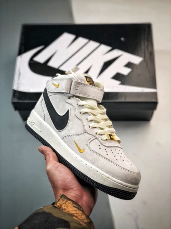 Air Force 1 07 Mid Bege Cinzento e Preto Camurca