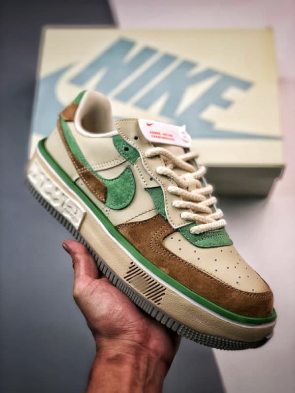 Air Force 1 Fontanka Desconstruido Bege Marrom e Verde