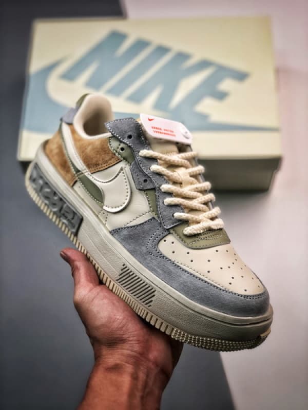 Air Force 1 Fontanka Desconstruido Bege Azul e Marrom