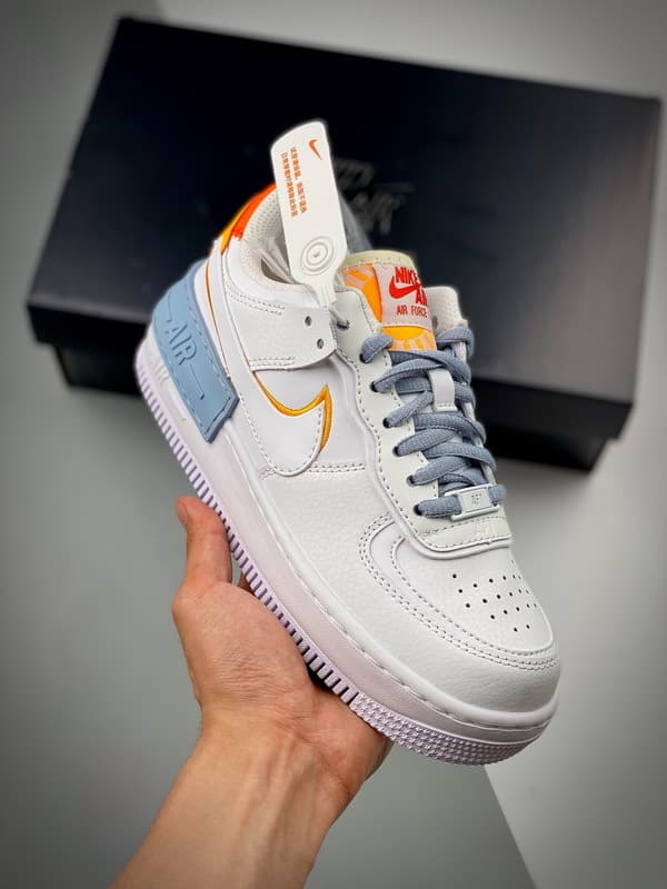 Air Force 1 ShadowBranco Laranja Azul Patchwork