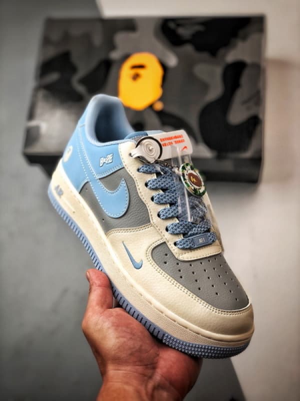 Bape x Air Force 1 Low Cinza e Azul