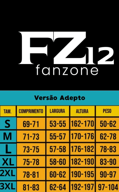 Size chart - fan version