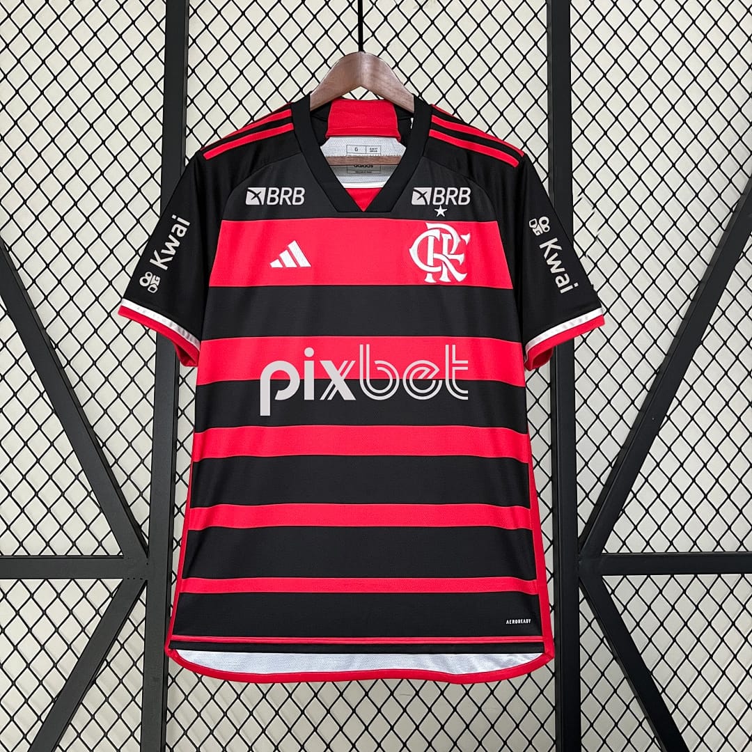Camisola Principal do Flamengo 2024/2025 Todos Patrocinadores - Vista 1