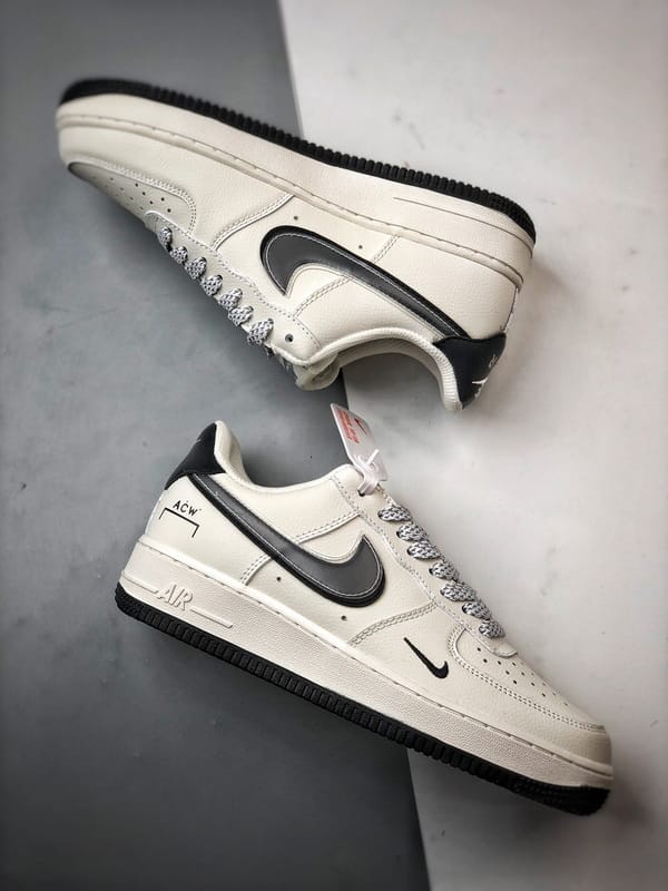 ACW x Air Force 1 Low Creme, Preto e Cinza - Vista 6