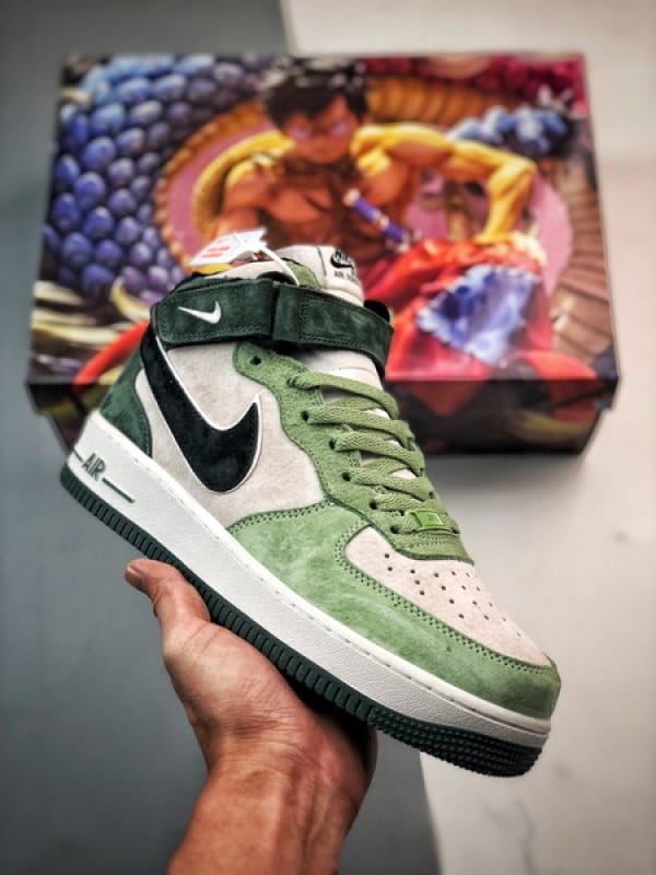 Air Force 1 07 Mid Cinzento Preto e Verde Camurca - Vista 1