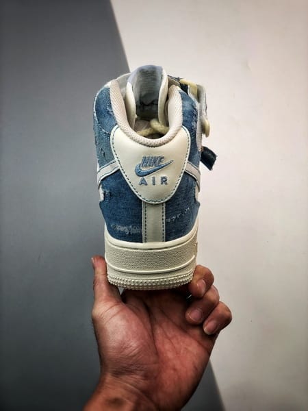 Air Force 1 07 Mid Azul Denim Patchwork - Vista 3