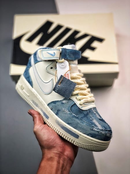 Air Force 1 07 Mid Azul Denim Patchwork - Vista 8