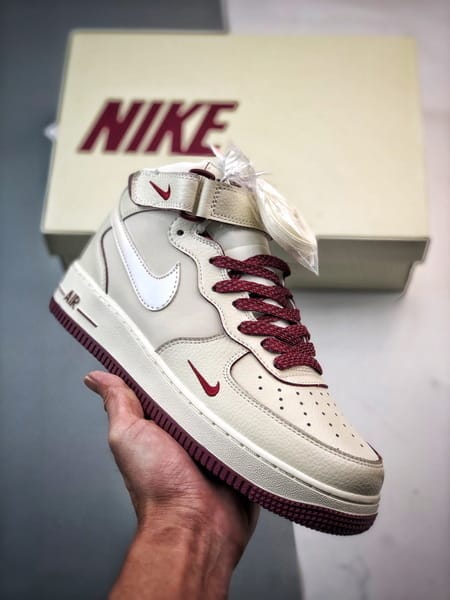 Air Force 1 07 Mid Perolado Bege Branco e Vinho - Vista 2
