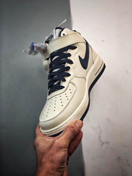Air Force 1 07 Mid Branco e Azul Escuro Caneta - Vista 5