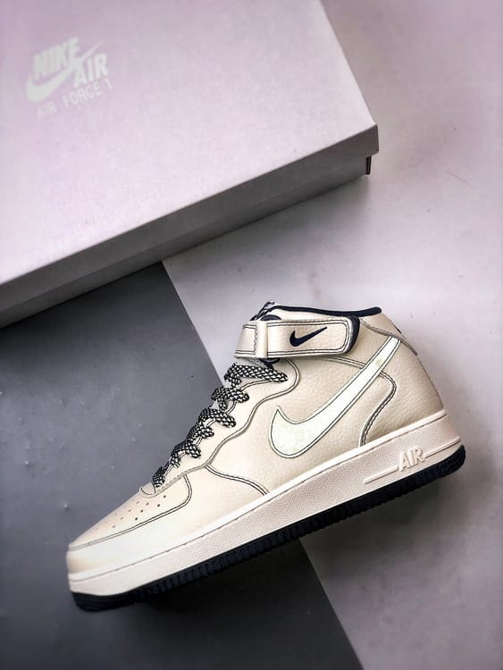 Air Force 1 07 Mid Bege e Azul Escuro - Vista 8