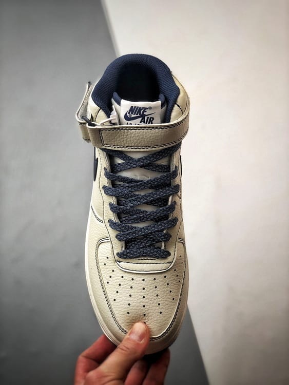 Air Force 1 07 Mid Bege e Azul Escuro - Vista 9