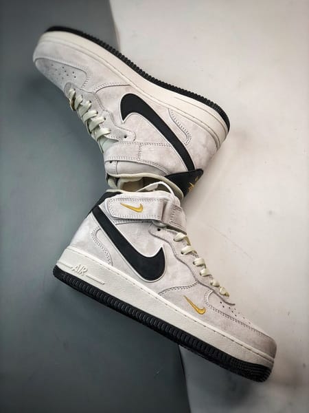 Air Force 1 07 Mid Bege Cinzento e Preto Camurca - Vista 6