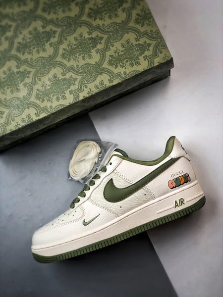 Air Force 1 Low Gucci Lona Mescla Branco e Verde - Vista 8