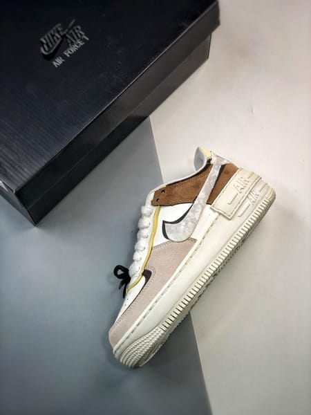 Air Force 1 Shadow Branco Cinzento e Marrom - Vista 8