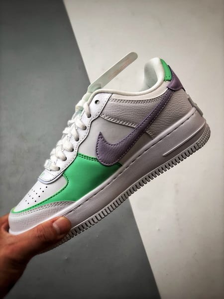 Air Force 1 Shadow Branco Verde e Roxo - Vista 5