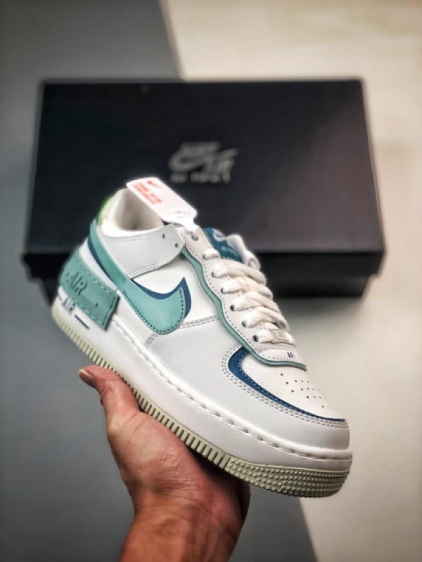 Air Force 1 Shadow Branco Azul e Verde - Vista 1