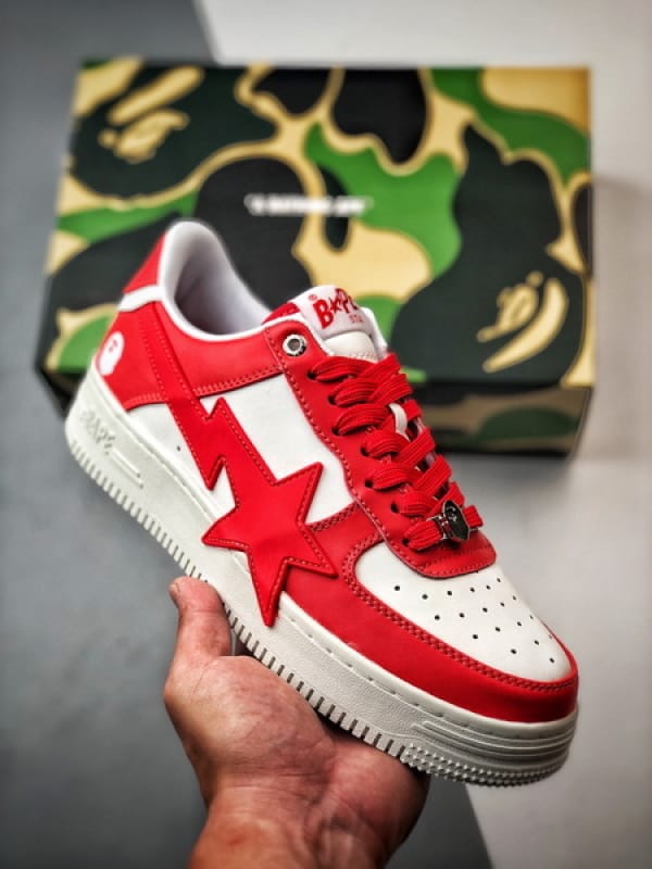 Bape x Air Force 1 Sta Low Branco e Vermelho - Vista 1