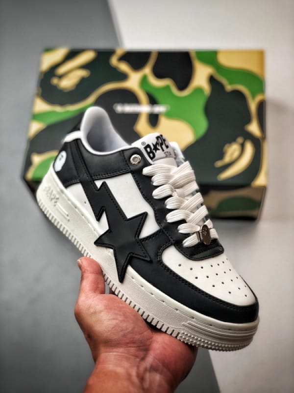 Bape x Air Force 1 Sta Low Branco e Preto - Vista 1