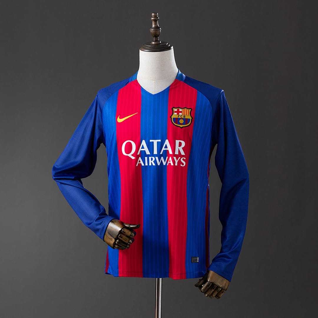 Camisola Principal do FC Barcelona 2016/2017 (Retro, Manga Longa) - Vista 1