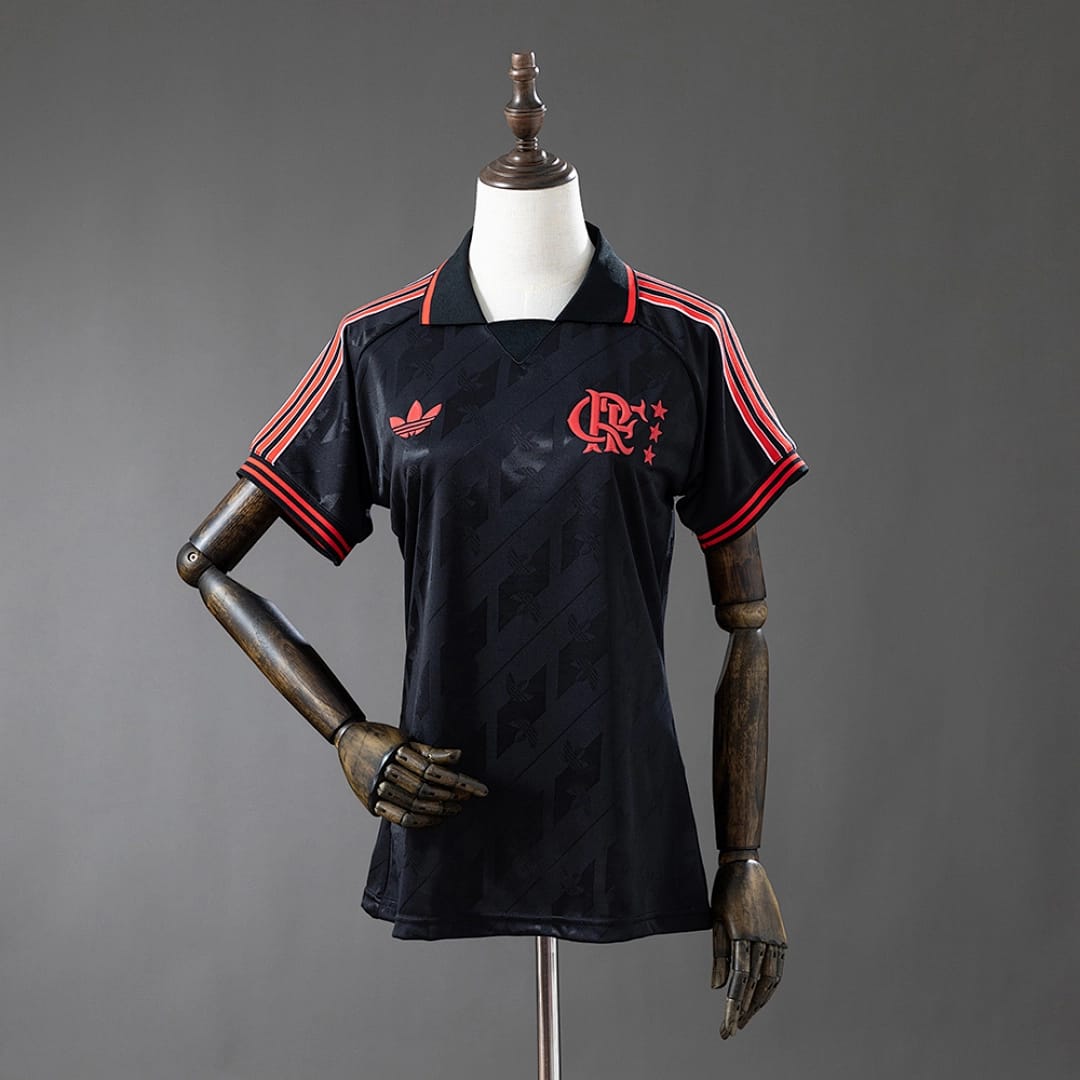 Camisola Retro Feminina Flamengo Lifestyler Preta - Vista 1
