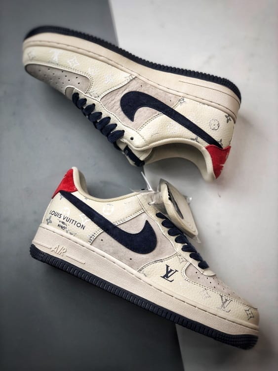 LV x Air Force 1 Low Cinza, Azul e Vermelho - Vista 6