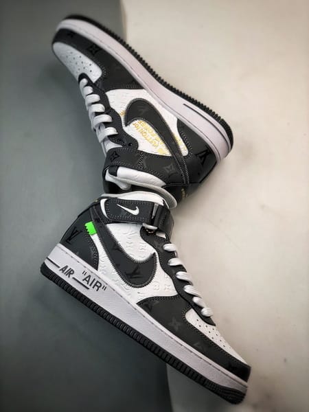 LV x NK Air Force 1 Mid Branco e Preto - Vista 6