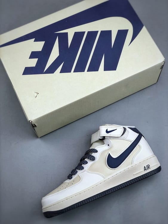 Nike Air Force 1 MID Bege e Azul Escuro - Vista 8
