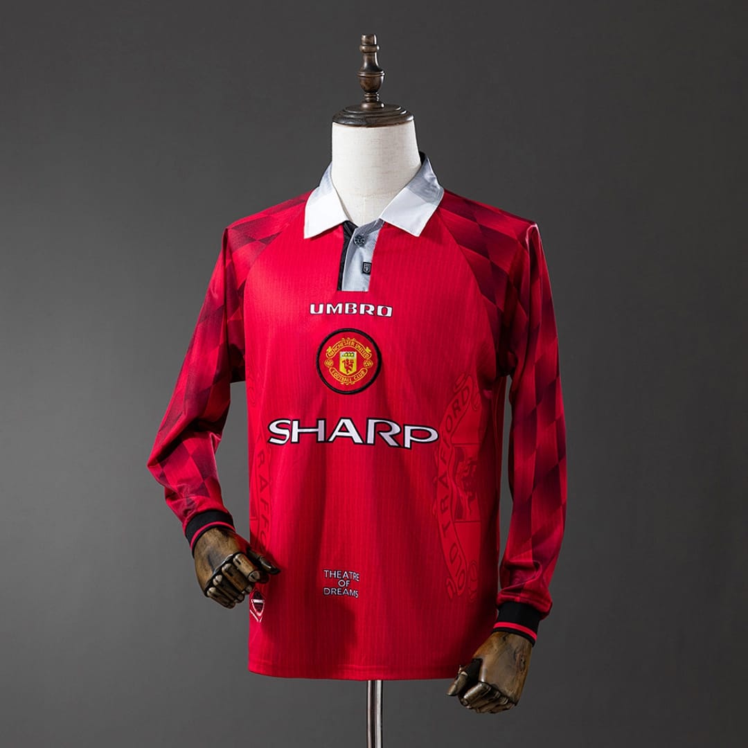 Camisola Principal do Manchester United 1996 (Retro, Manga Longa) - Vista 1