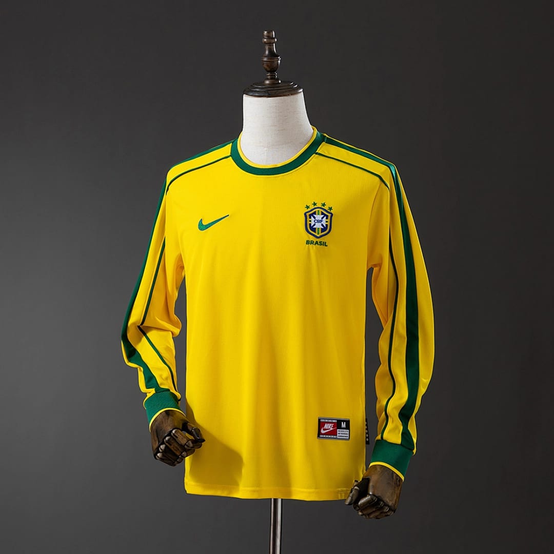 Camisola Principal do Brasil 1998 (Retro, Manga Longa) - Vista 1