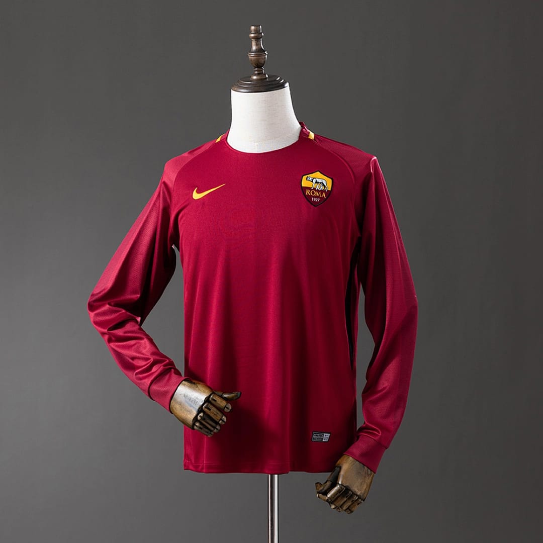 Camisola Principal do AS Roma 2017/2018 (Retro, Manga Longa) - Vista 1