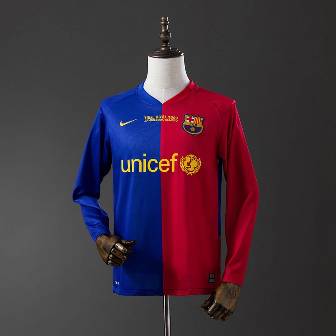 Camisola Principal do FC Barcelona 2008/2009 Champions League (Retro, Manga Longa) - Vista 1
