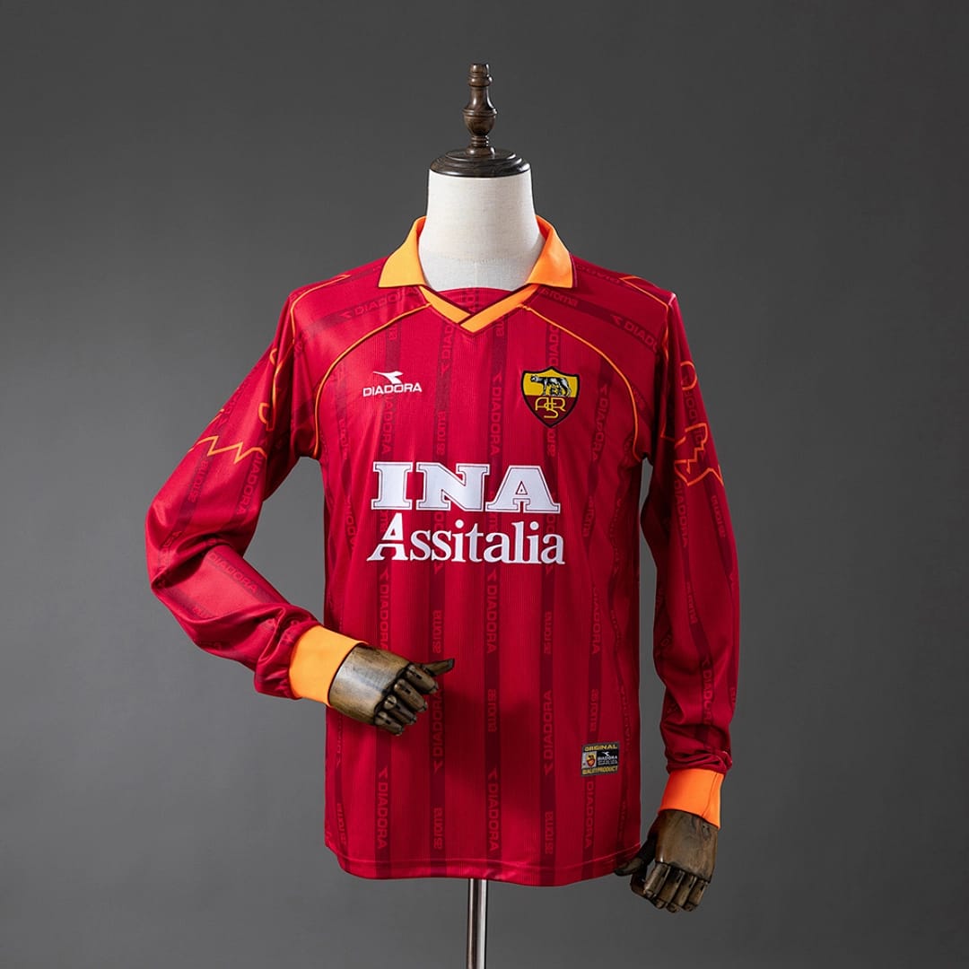 Camisola Principal do AS Roma 1999/2000 (Retro, Manga Longa) - Vista 1
