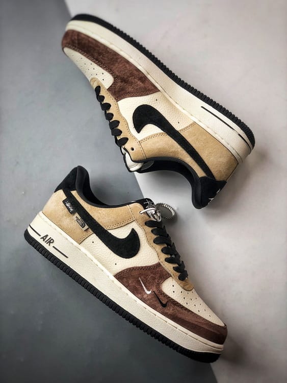 Stüssy x Air Force 1 Low Branco, Castanho e Preto - Vista 6
