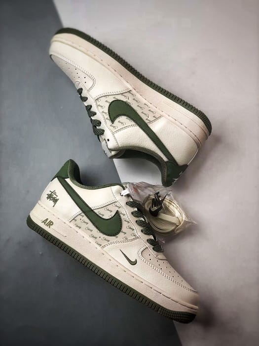 Stussy x Air Force 1 Low Branco e Verde - Vista 6