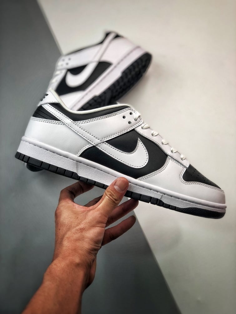 NK Dunk Low White/Black - Vista 5